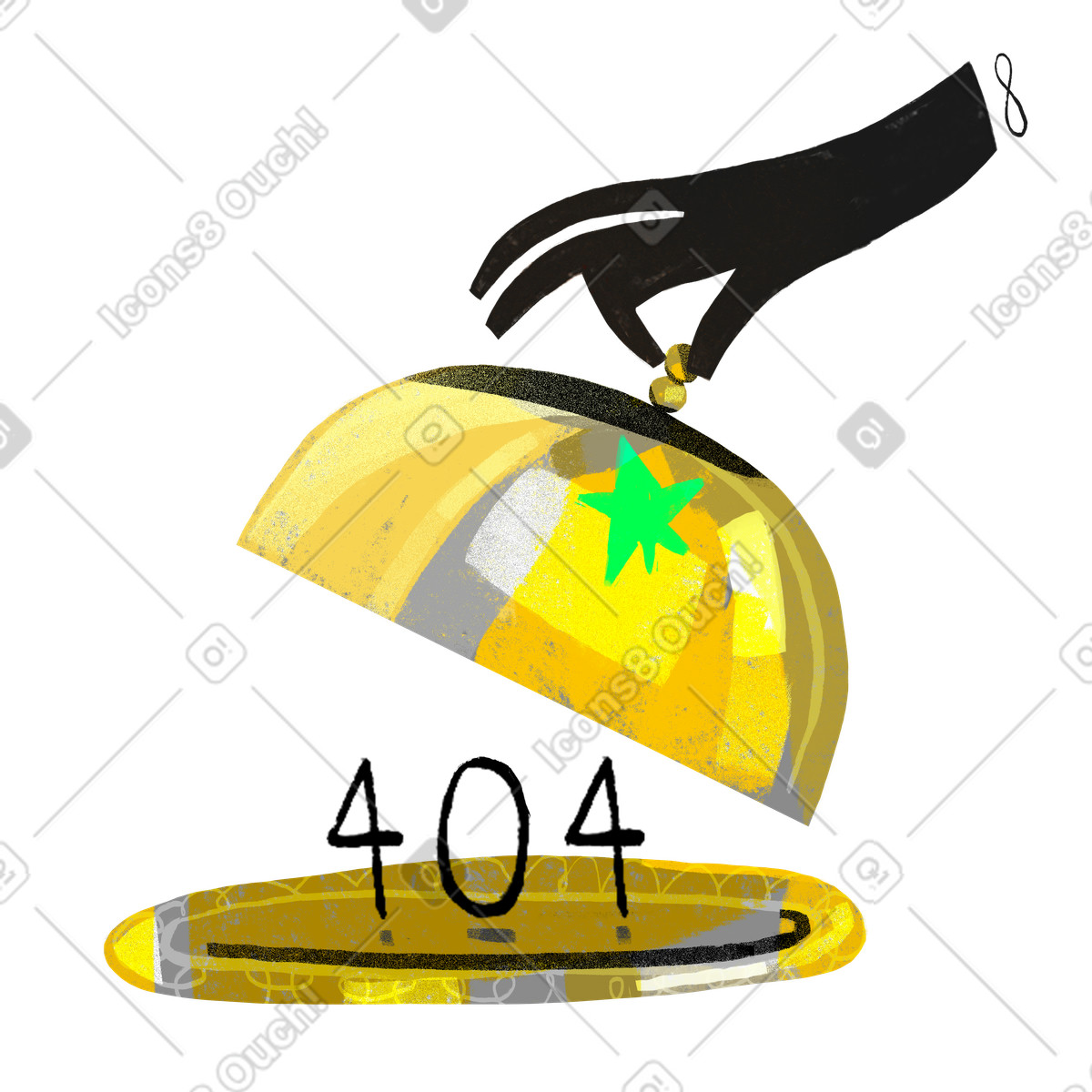 Number 404 on serving plate, Page not found error illustration in Fabulous style download in PNG, SVG