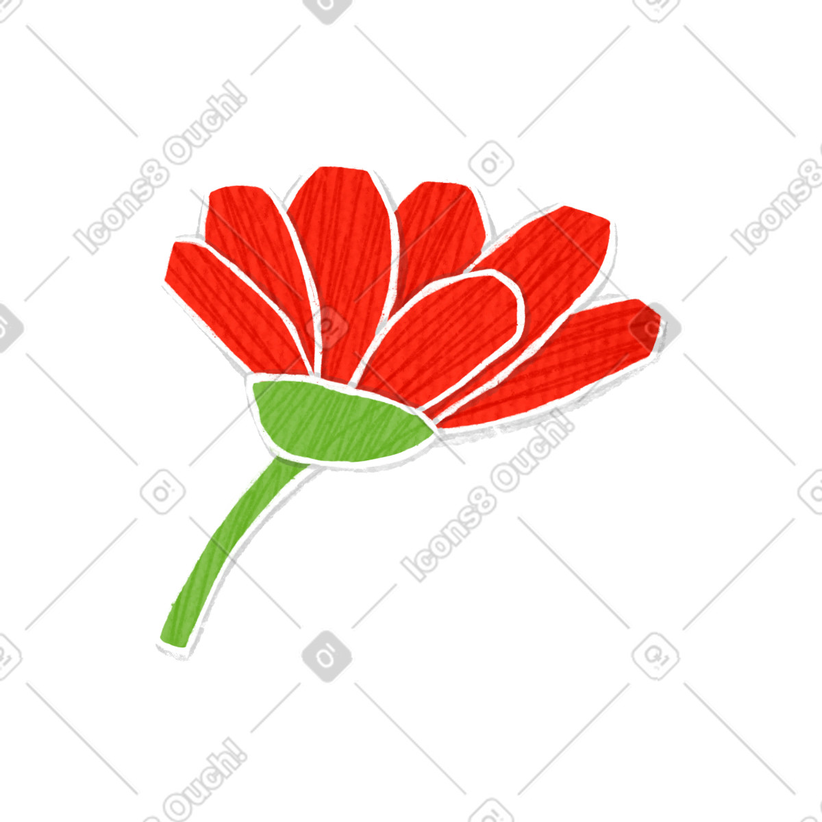 Small red flower on a short stem illustrazione in stile Crafty scarica in PNG, SVG