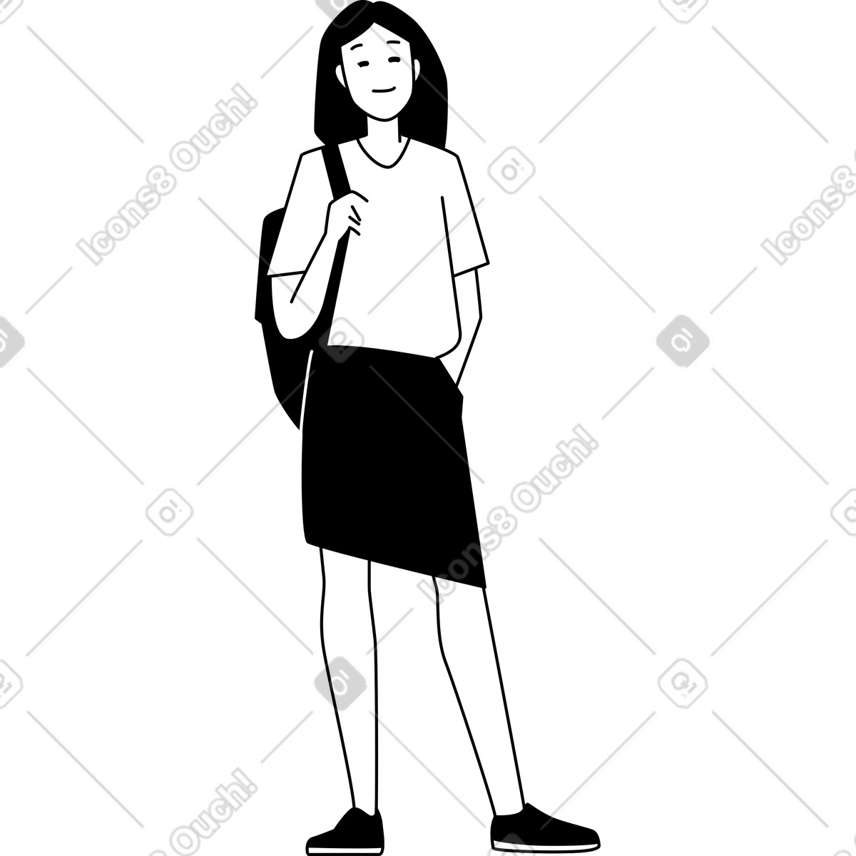 Ilustración Mujer sonriente en estilo Weekday a descargar en PNG y SVG