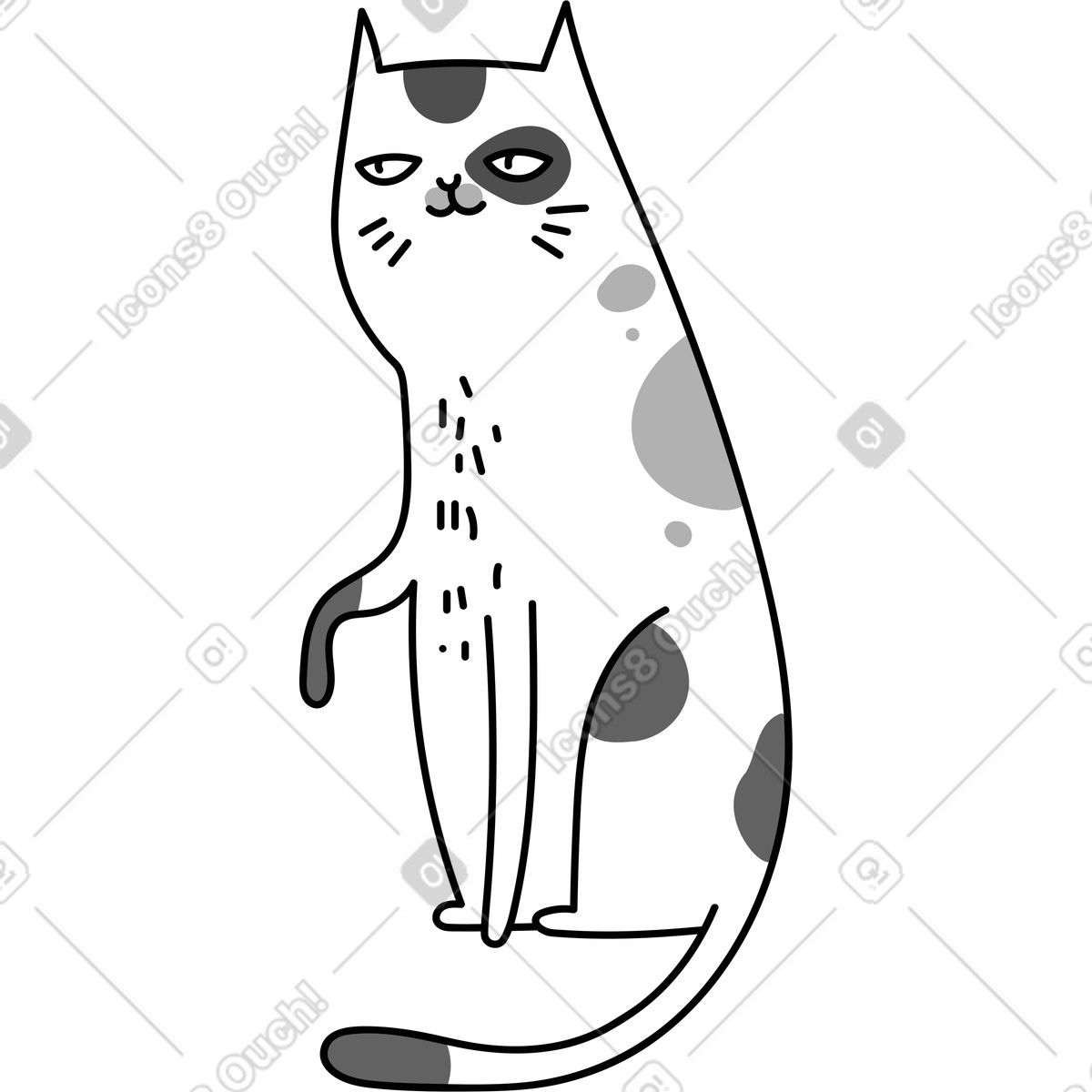 Illustration Chat assis dans le style Purr à télécharger aux formats PNG, SVG