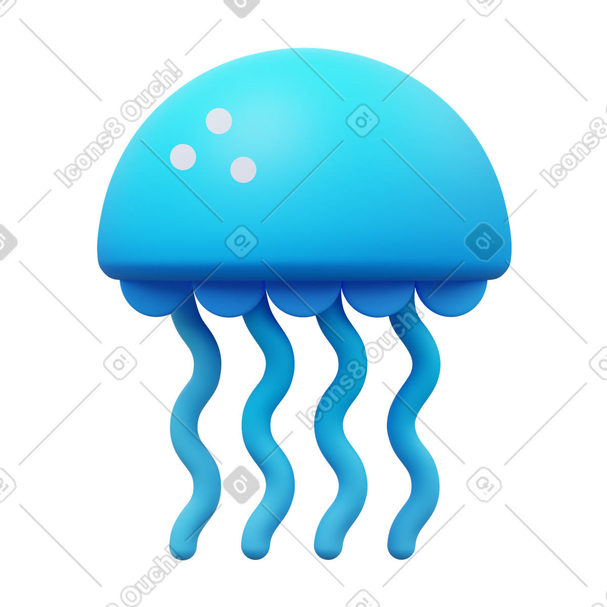 Jellyfish illustration in 3D Fluency style download in PNG, SVG