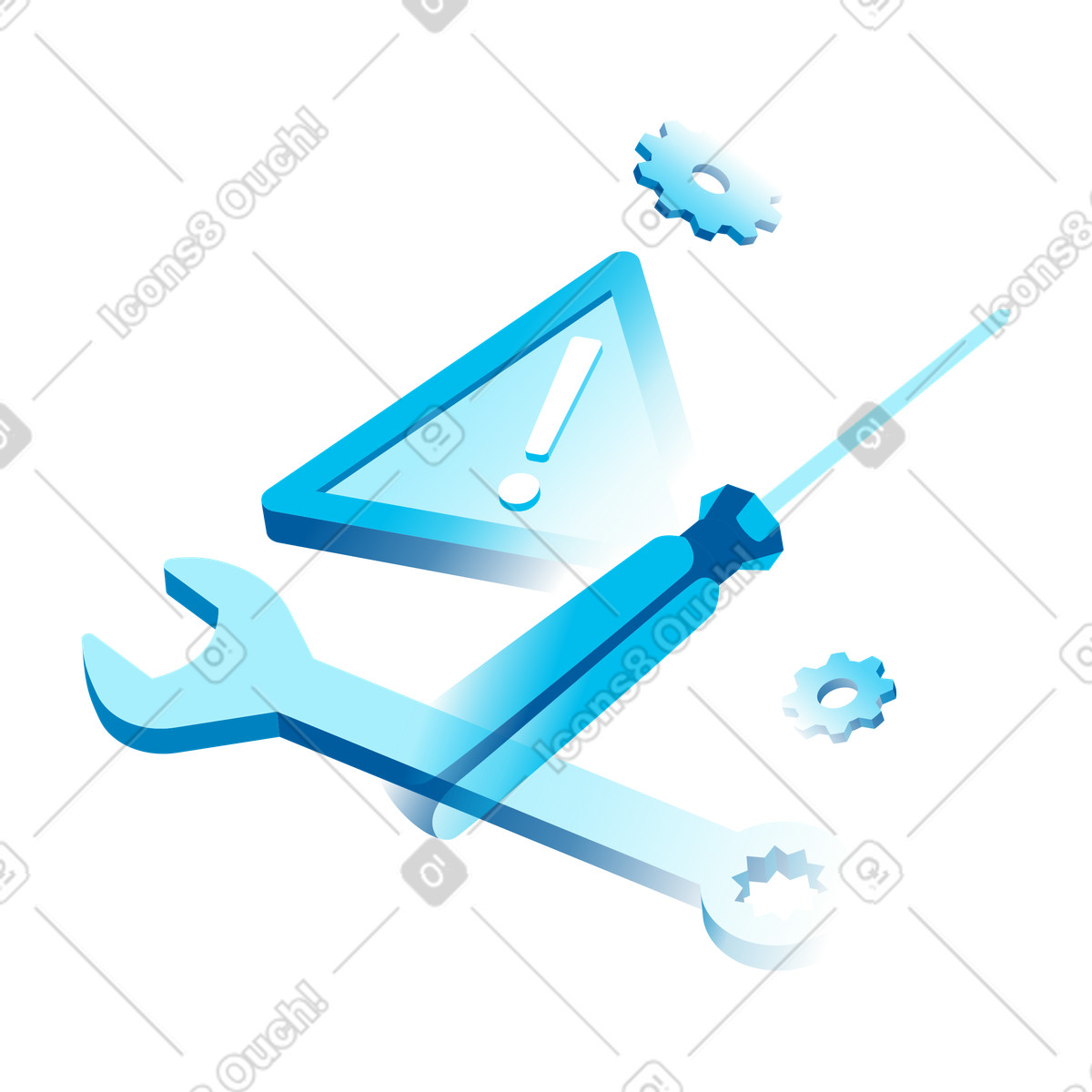 Technical issue and maintenance tools illustration in PNG, SVG