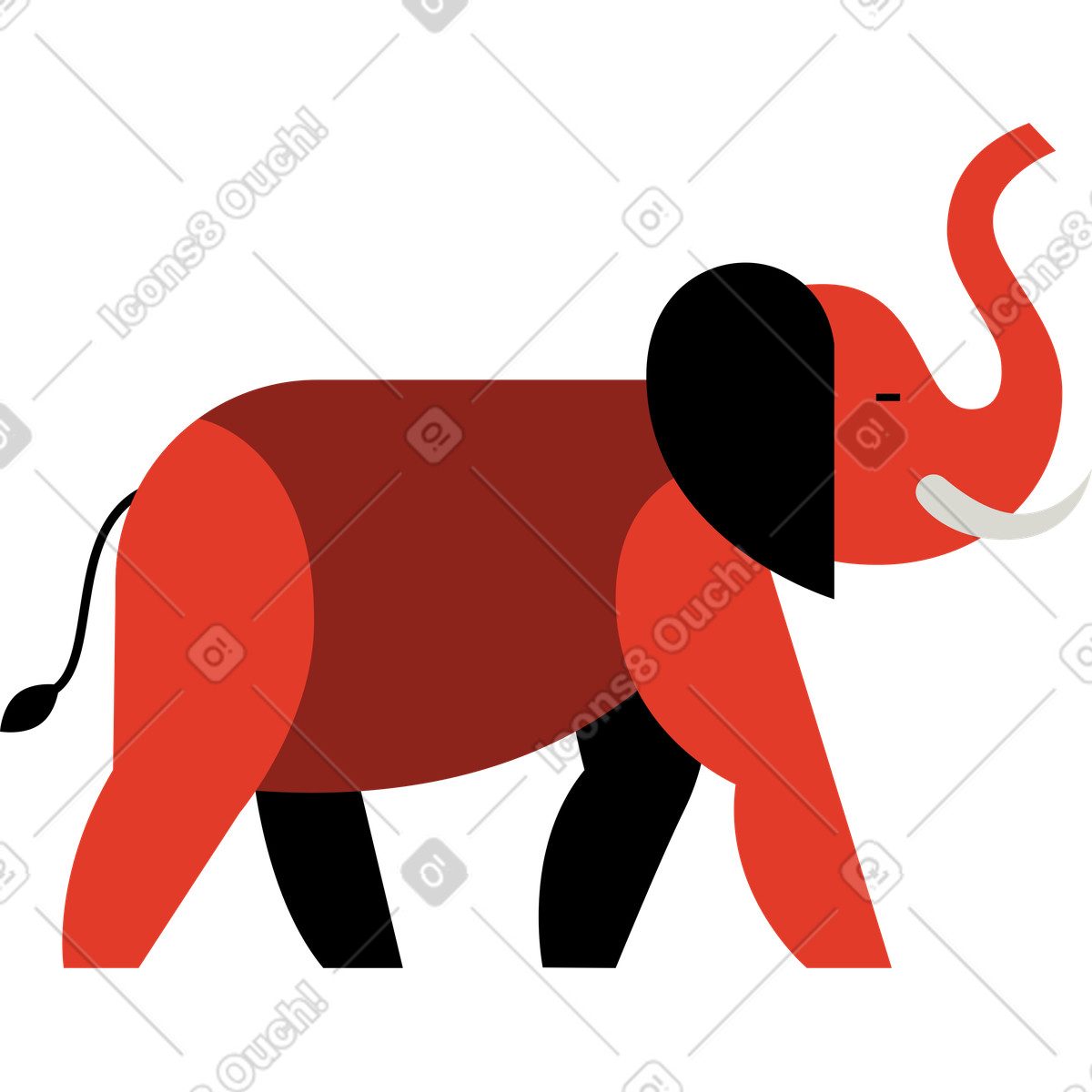 Elefant-Illustration im Burgundy-Stil als Download in PNG, SVG