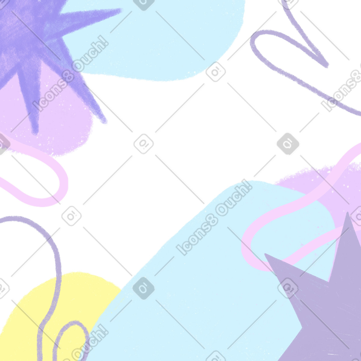 Pastel colored shapes and doodle lines, Abstract background illustration in style download in PNG, SVG