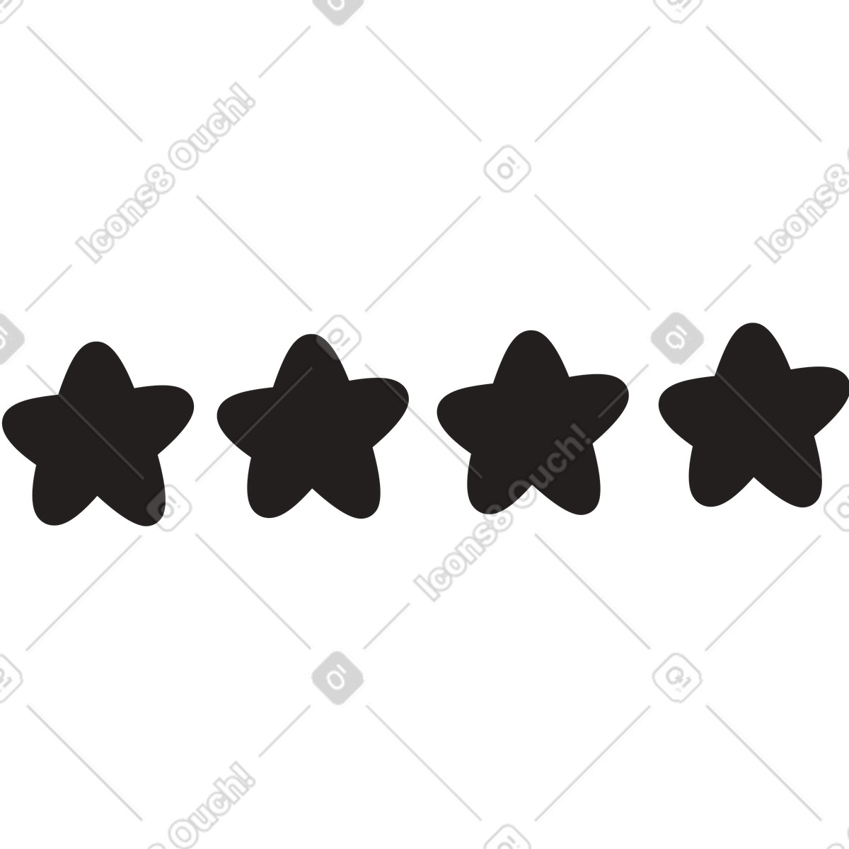Four stars illustration in Little style download in PNG, SVG