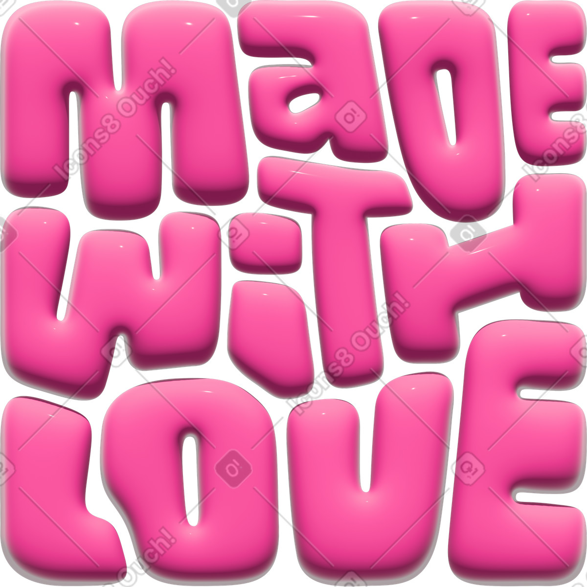 Lettere 3d realizzate con testo rosa amore illustrazione in stile Lettering scarica in PNG, SVG