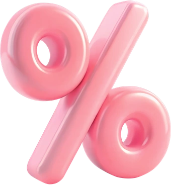 A pink percentage symbol - 3D Cutie style illustration