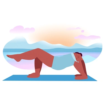 A silhouette of a person performing side-lying leg raises, positioned on a yoga mat. The individual is lying on one side, with their legs elevated and extended. The background features a scenic view of a sunrise, with soft gradient pastel colors transitioning from warm oranges to cool blues. Silhouetted mountains are visible in the distance, and a tranquil body of water reflects the colors of the sky, enhancing the serene environment. The scene evokes a sense of calm and vitality as day begins.
