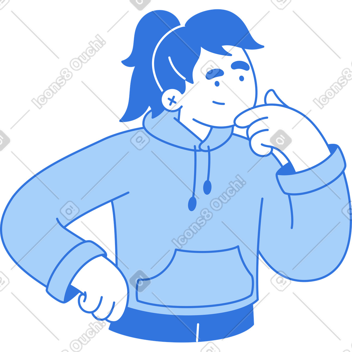 下载 Sky 风格的 女人的思考 插画，支持 PNG、SVG 格式
