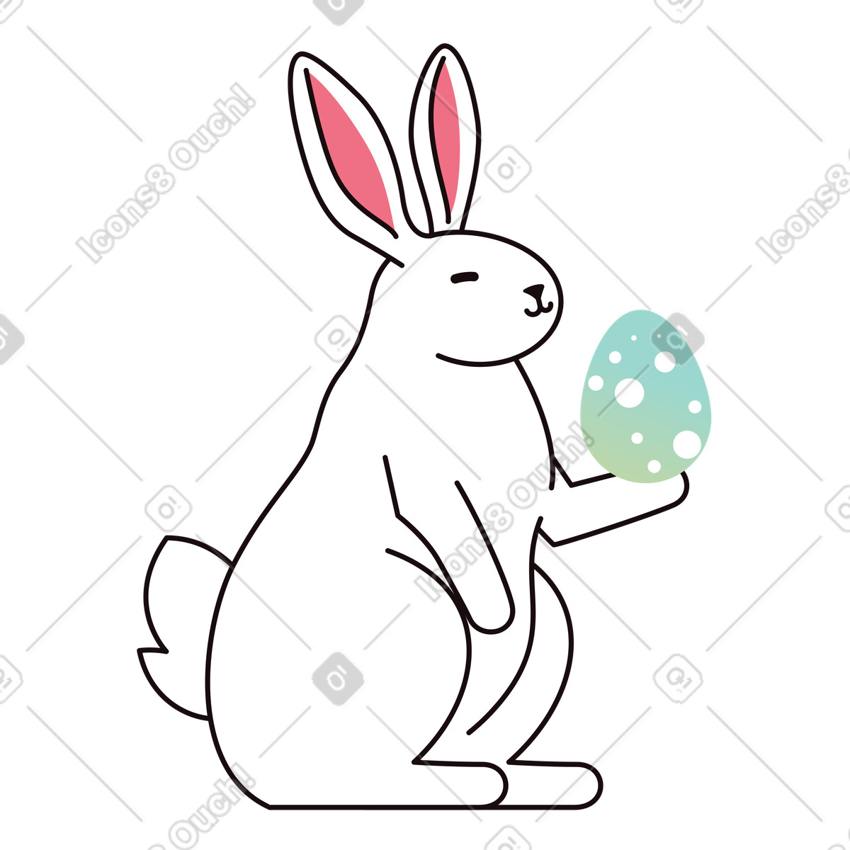 Rabbit holding Easter egg illustration in Delight style download in PNG, SVG