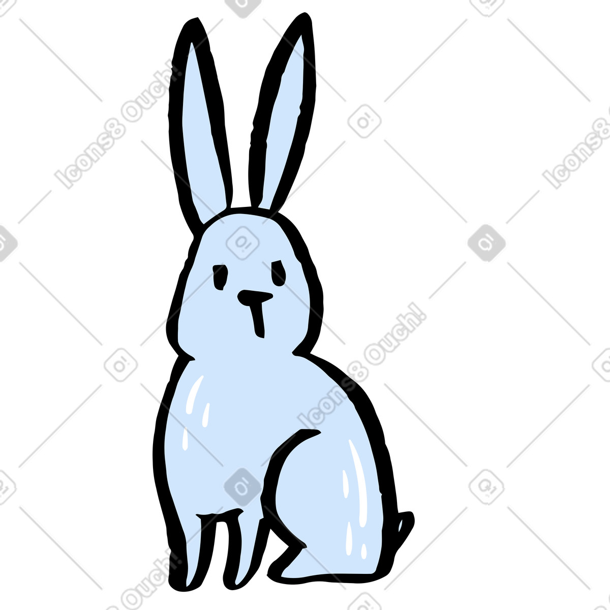 White rabbit sitting illustration in Scandi style download in PNG, SVG