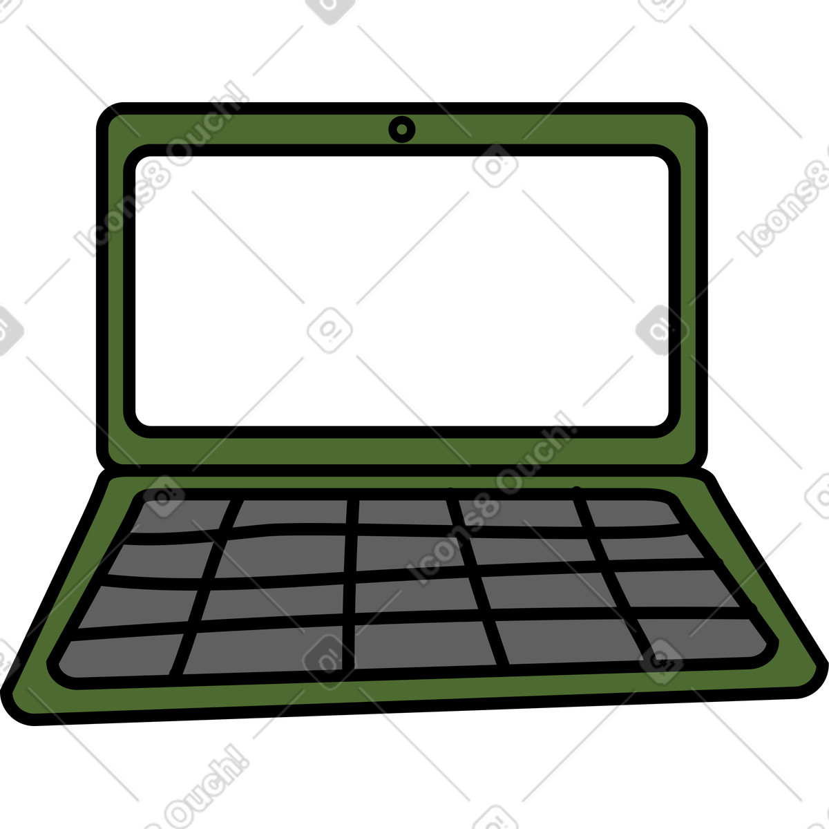Wiggle スタイルの 画面が空白のノートパソコン のイラストをPNG、SVG形式でダウンロード