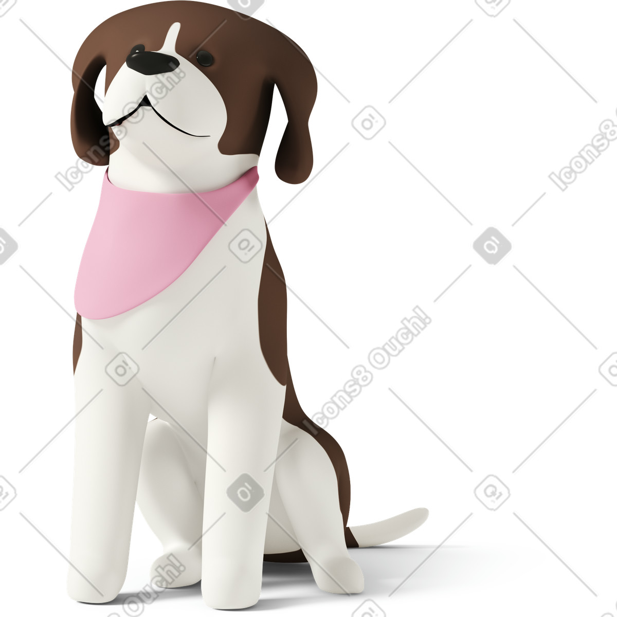 3D Casual life 스타일의 Dog in pink dressing sitting 일러스트레이션 PNG, SVG 다운로드