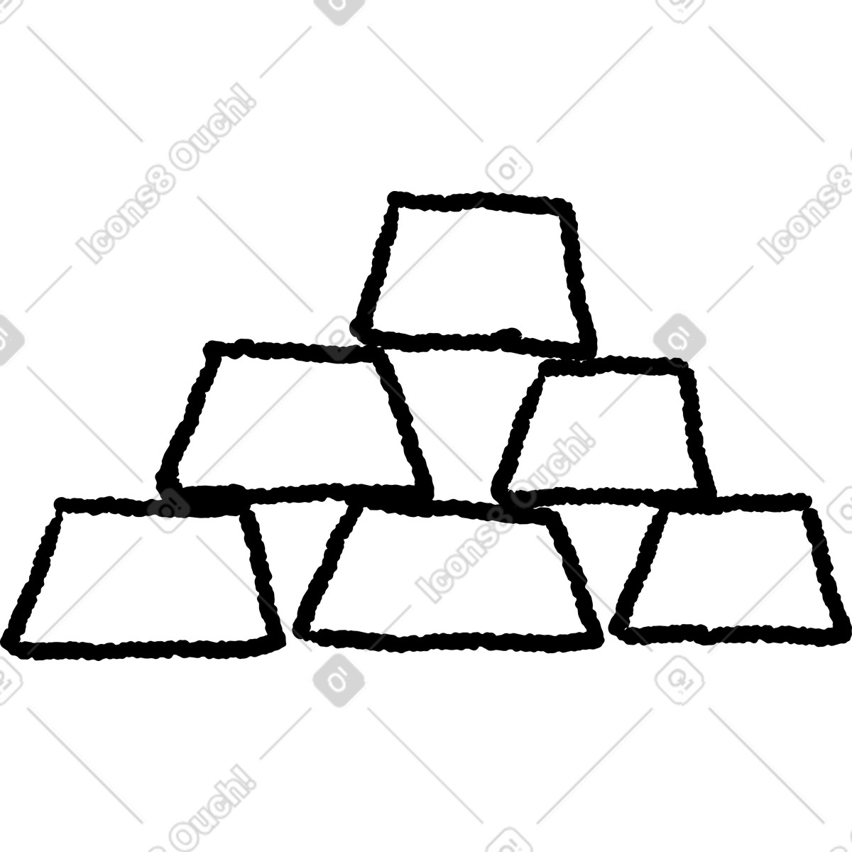 Ilustración Gold bars stack hand drawn outline wealth savings symbol en estilo Black Chalk a descargar en PNG y SVG