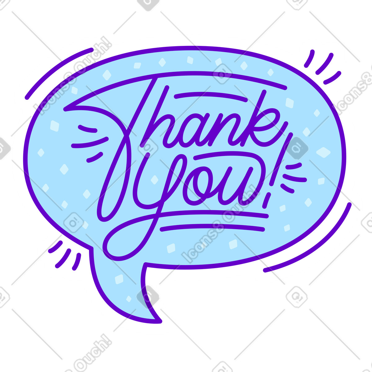 Lettering sticker thank you speech bubble dots text illustration in style download in PNG, SVG