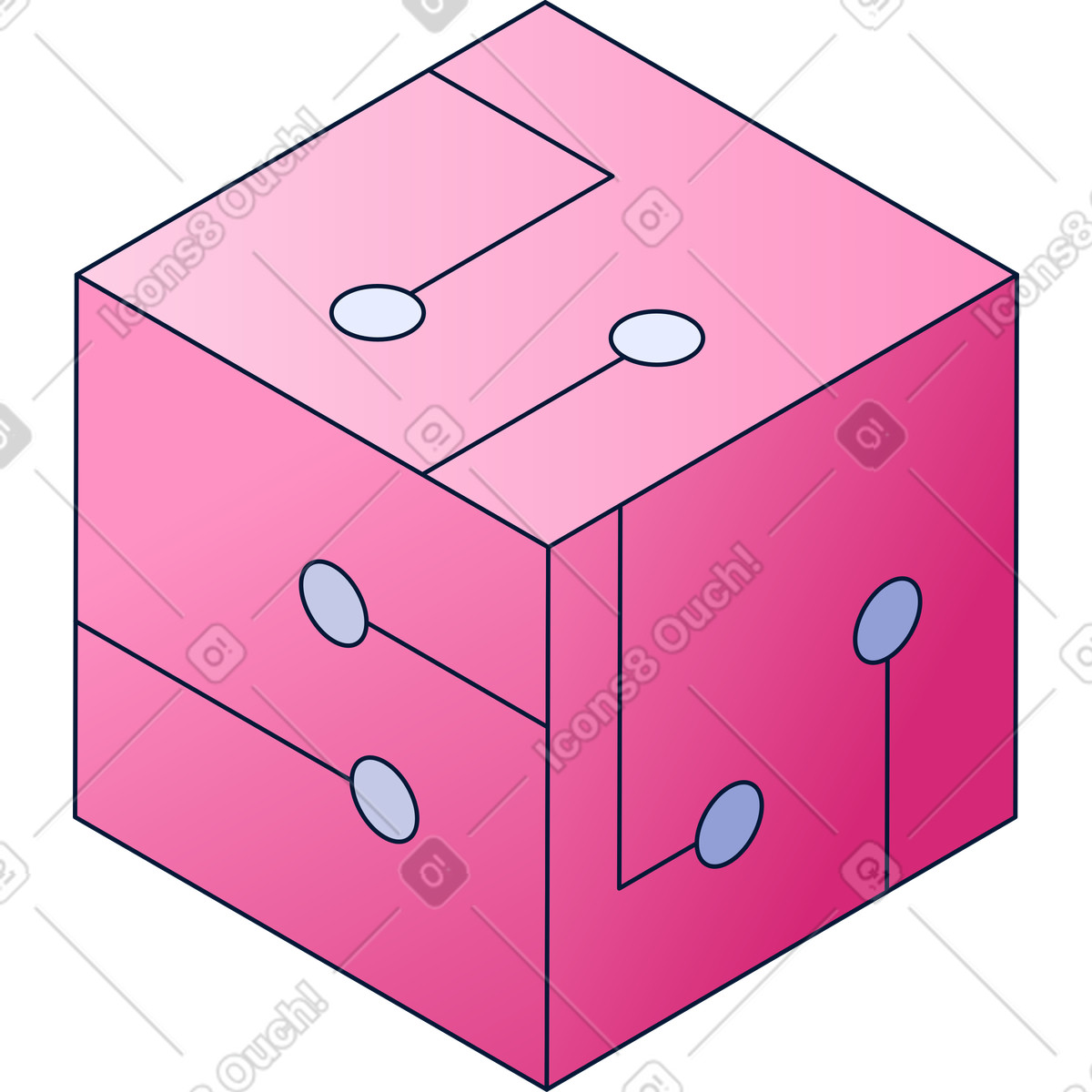 Ilustración Cubo digital con circuitos en estilo Neat a descargar en PNG y SVG