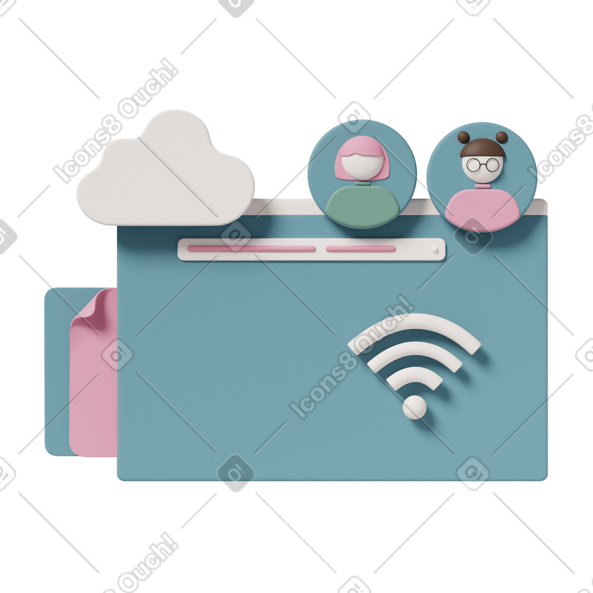 Composizione di elementi web illustrazione in stile 3D Casual life scarica in PNG, SVG
