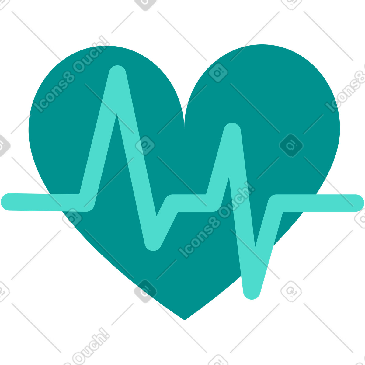 Heart with pulse illustration in Natty style download in PNG, SVG