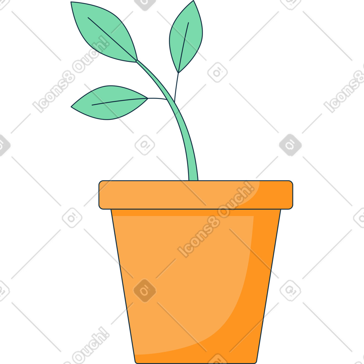 Illustration Planter dans le pot style Bubble gum à télécharger aux formats PNG, SVG