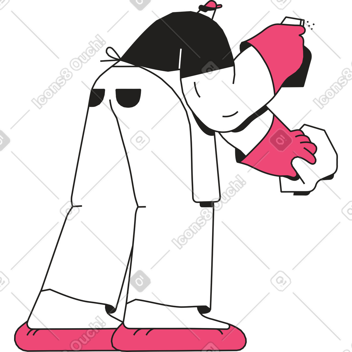 Ilustração de Homem avental com um pano em no estilo Dazzle Line para baixar em PNG, SVG