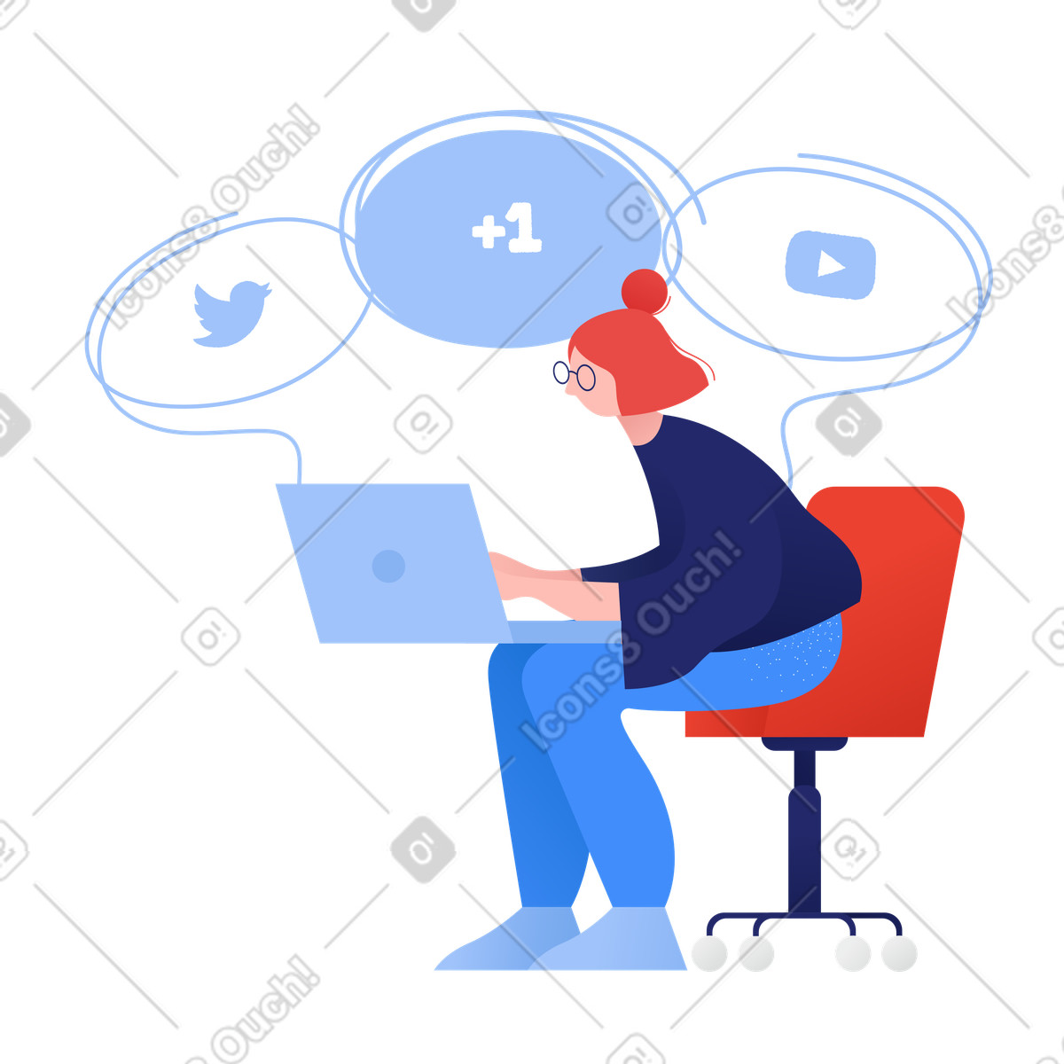 Ilustración Redes sociales en estilo Clip a descargar en PNG y SVG