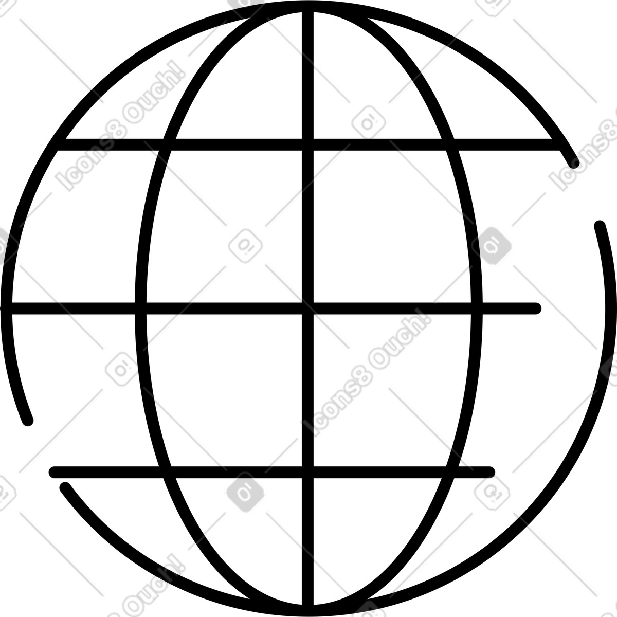 Ilustração de Globe internet symbol with latitude and longitude grid lines em no estilo Notion Line Art para baixar em PNG, SVG