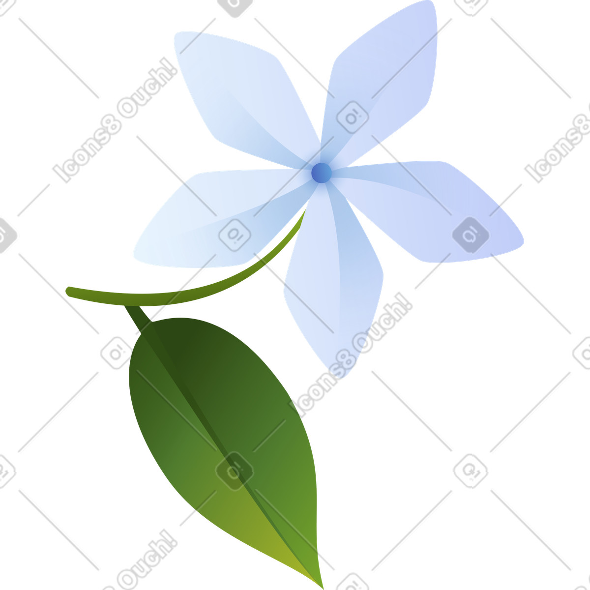 Ilustración Jazmín blanco con hojas en estilo Blossom a descargar en PNG y SVG