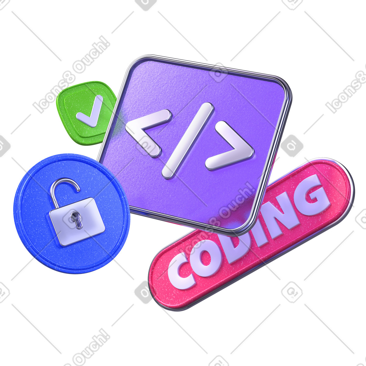 Open source and coding illustration in PNG, SVG