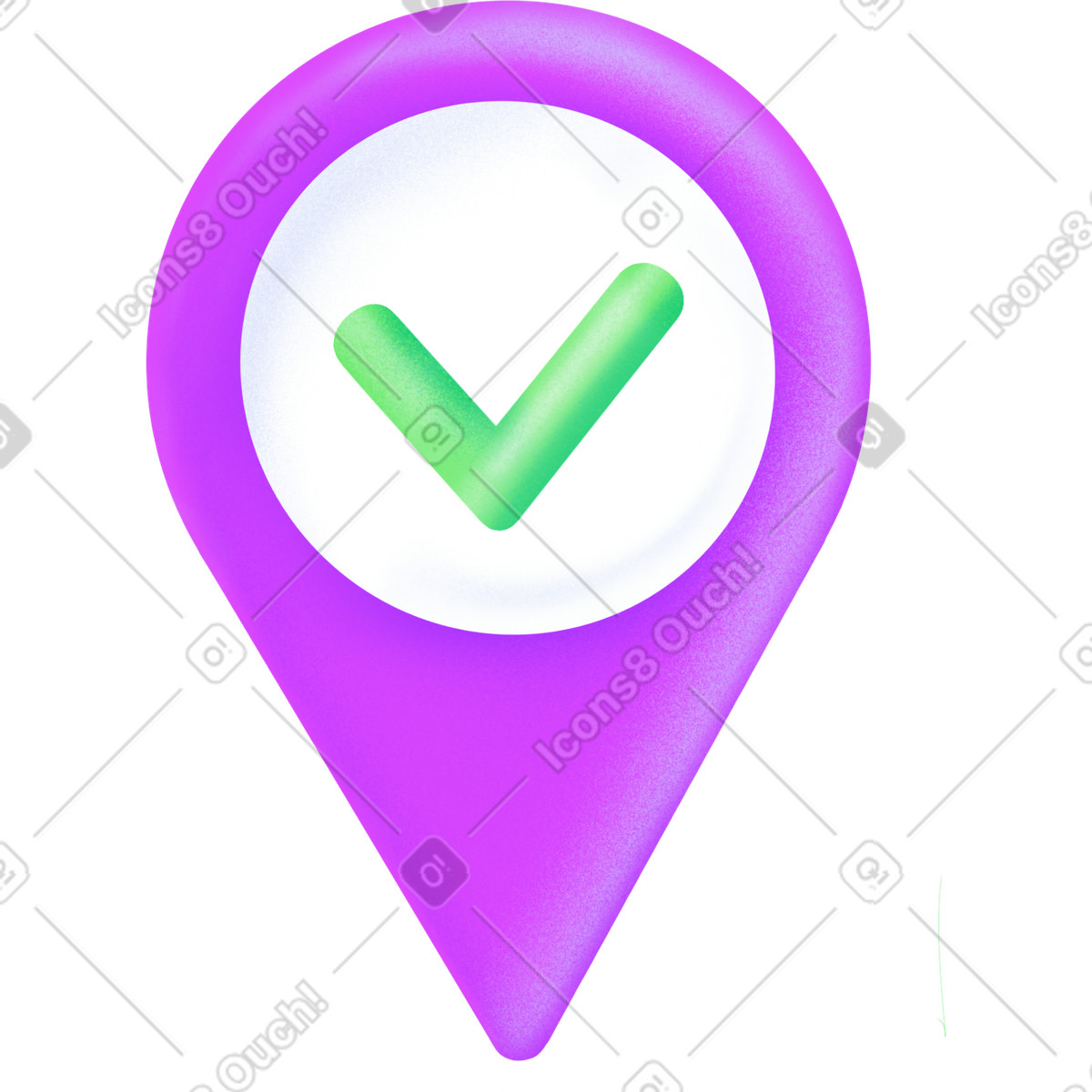 Geolocation sign with a checkmark-Illustration im Smart-Stil als Download in PNG, SVG