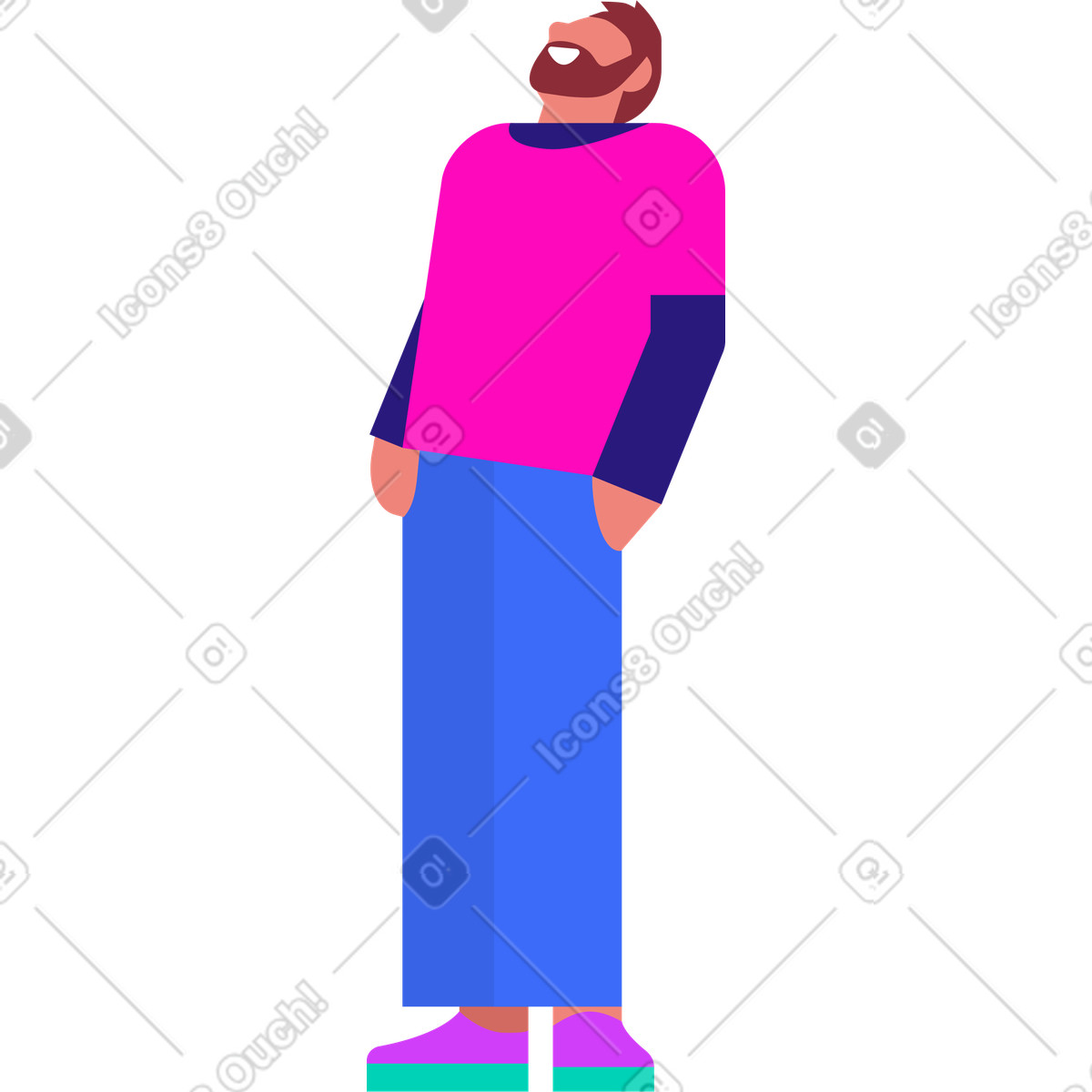 Man looking up illustration in Basic style download in PNG, SVG