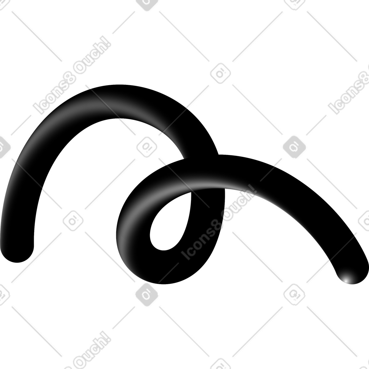 Black curve illustration in Puffy style download in PNG, SVG