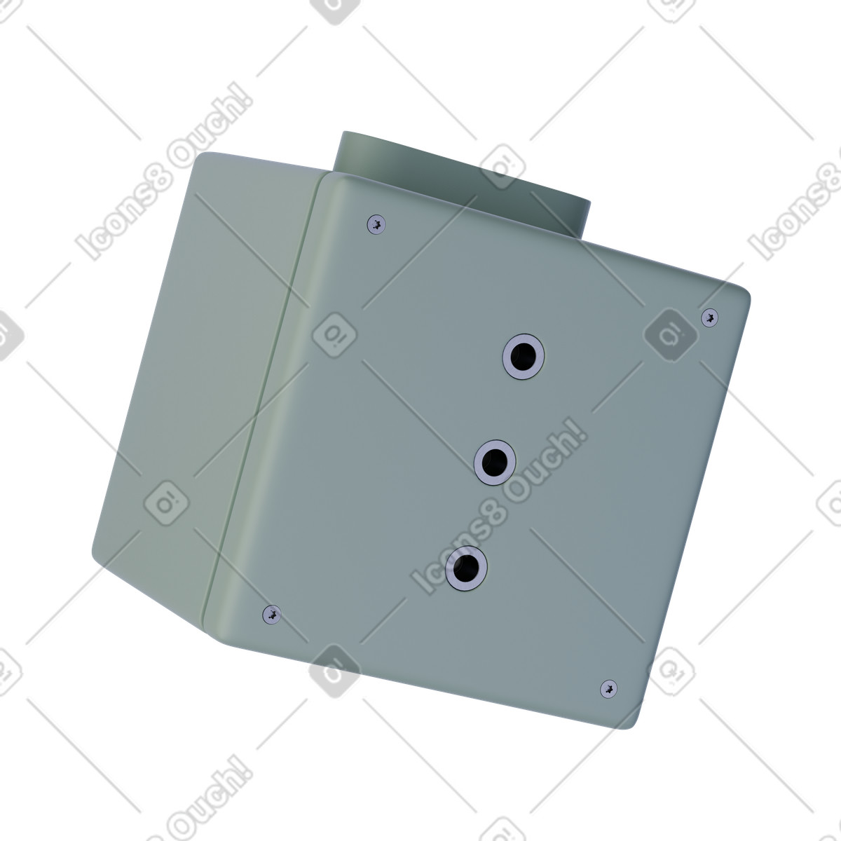 Ilustración Green extension socket cube with audio jack ports, Power strip block, Electrical outlet render en estilo 3D Product a descargar en PNG y SVG