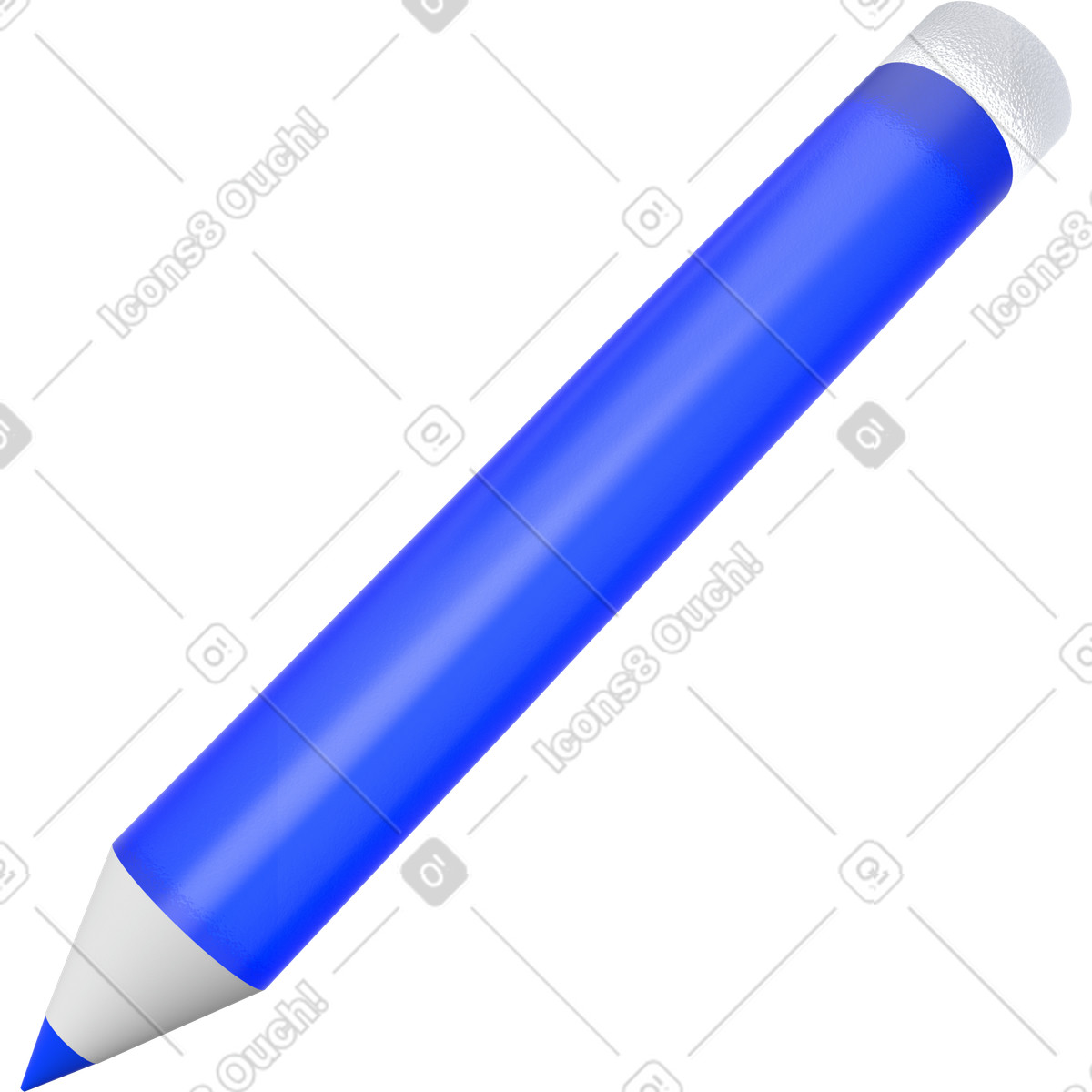 Blue glass pencil illustration in 3D Enterprise style download in PNG, SVG