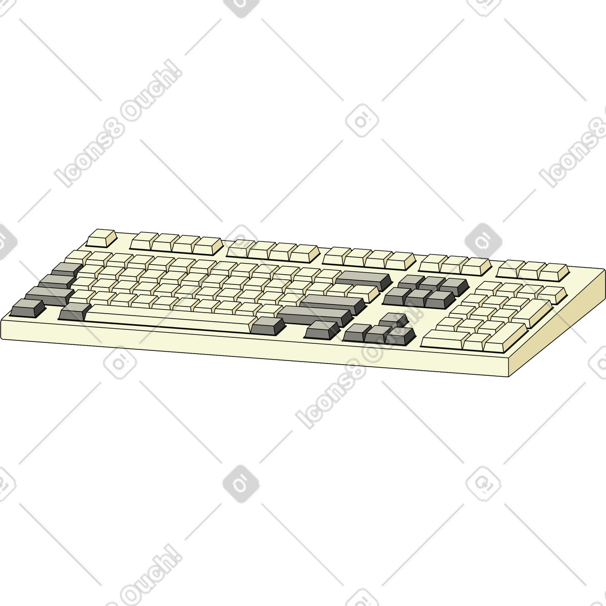 Keyboard illustration in Retro style download in PNG, SVG