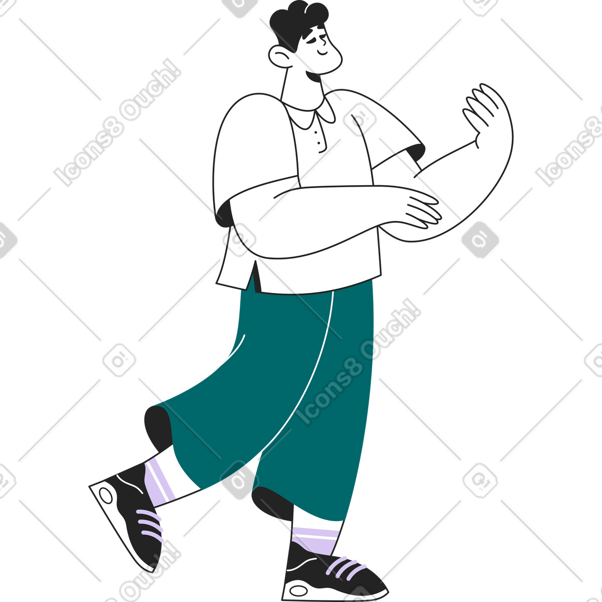 Ilustración Hombre sosteniendo algo en sus manos estilo Sammy Line a descargar PNG y SVG