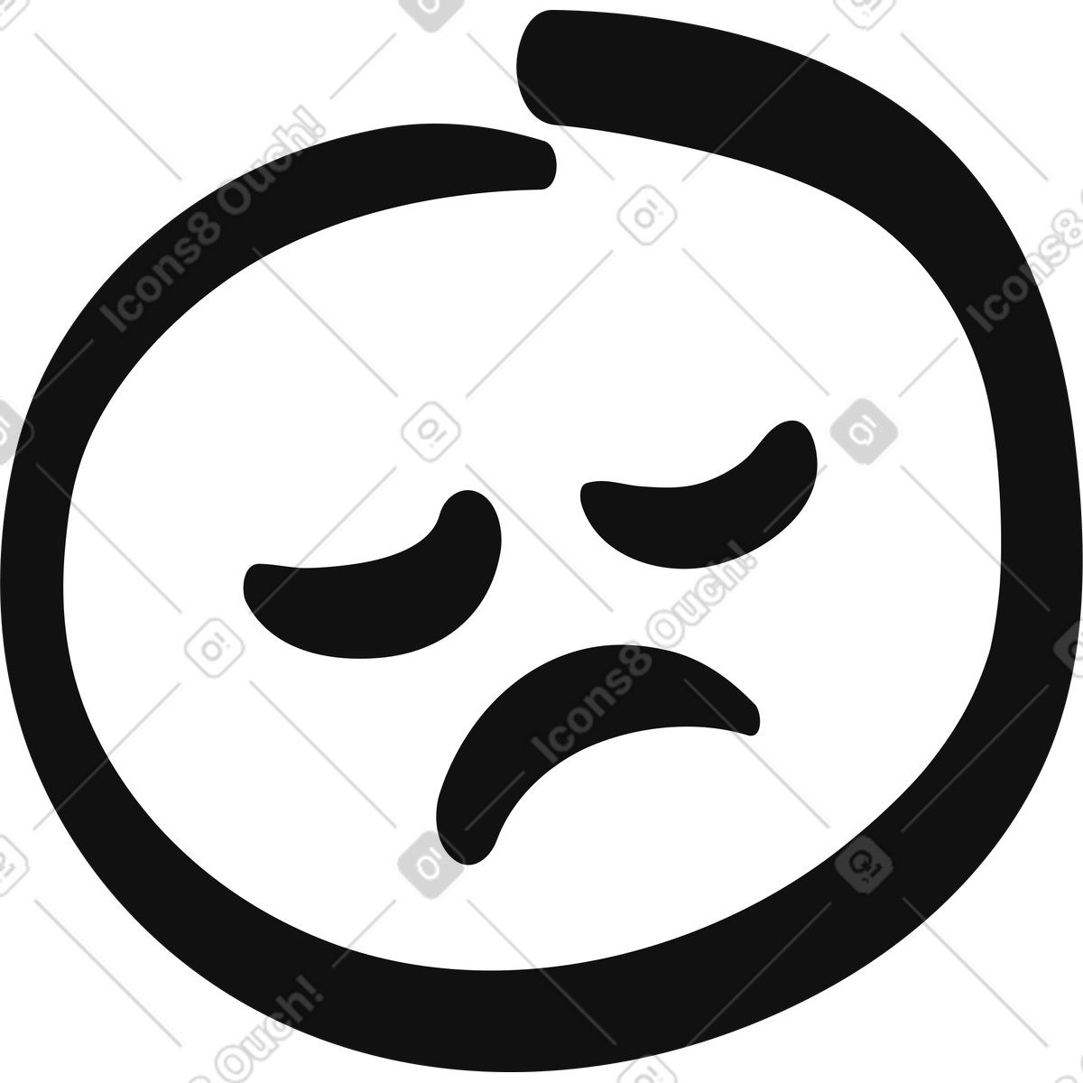 Organic 스타일의 Emoji sad face with closed eyes and frowning mouth expression 일러스트레이션 PNG, SVG 다운로드