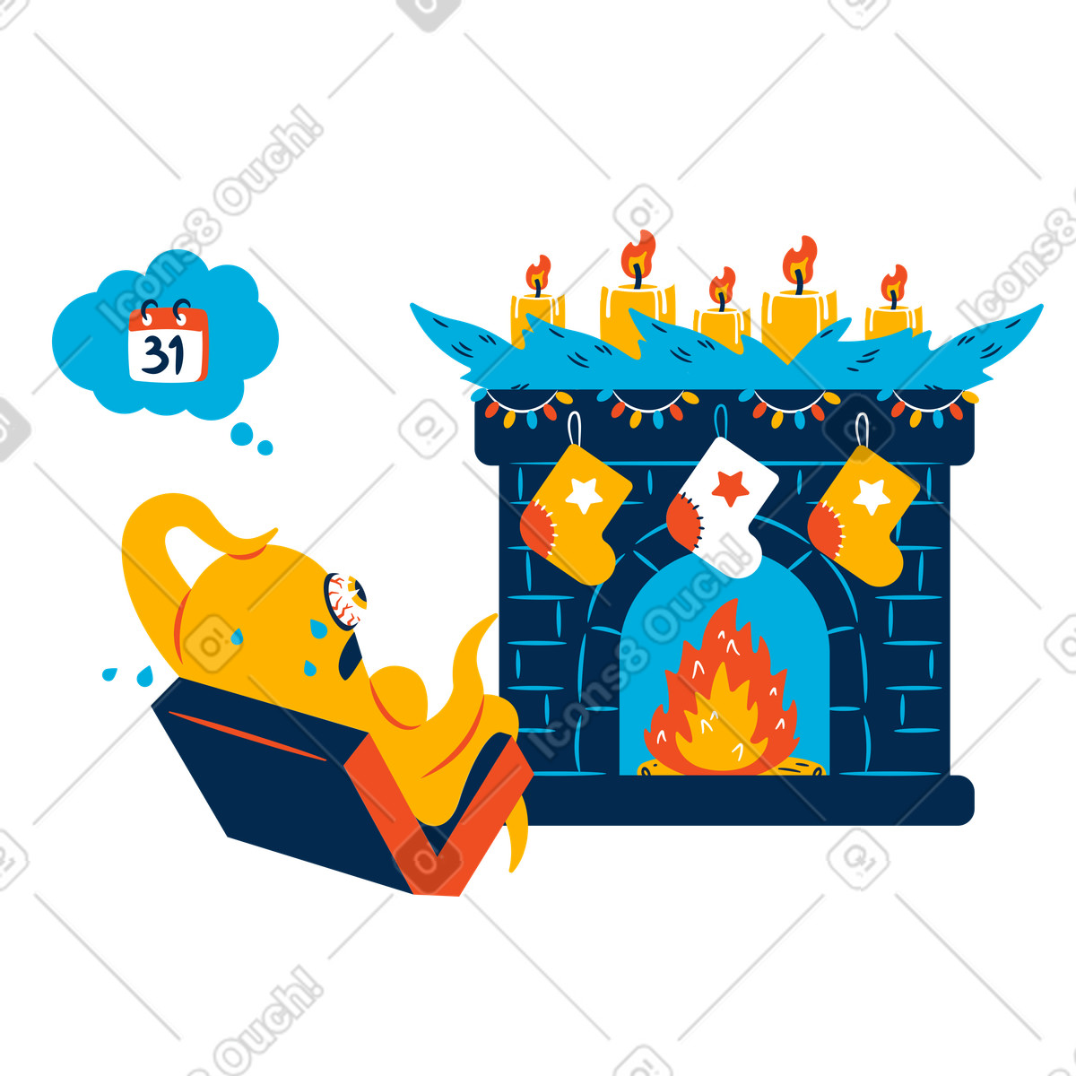 Ilustração de Uau! ano novo virá em breve no estilo Flame para baixar PNG, SVG