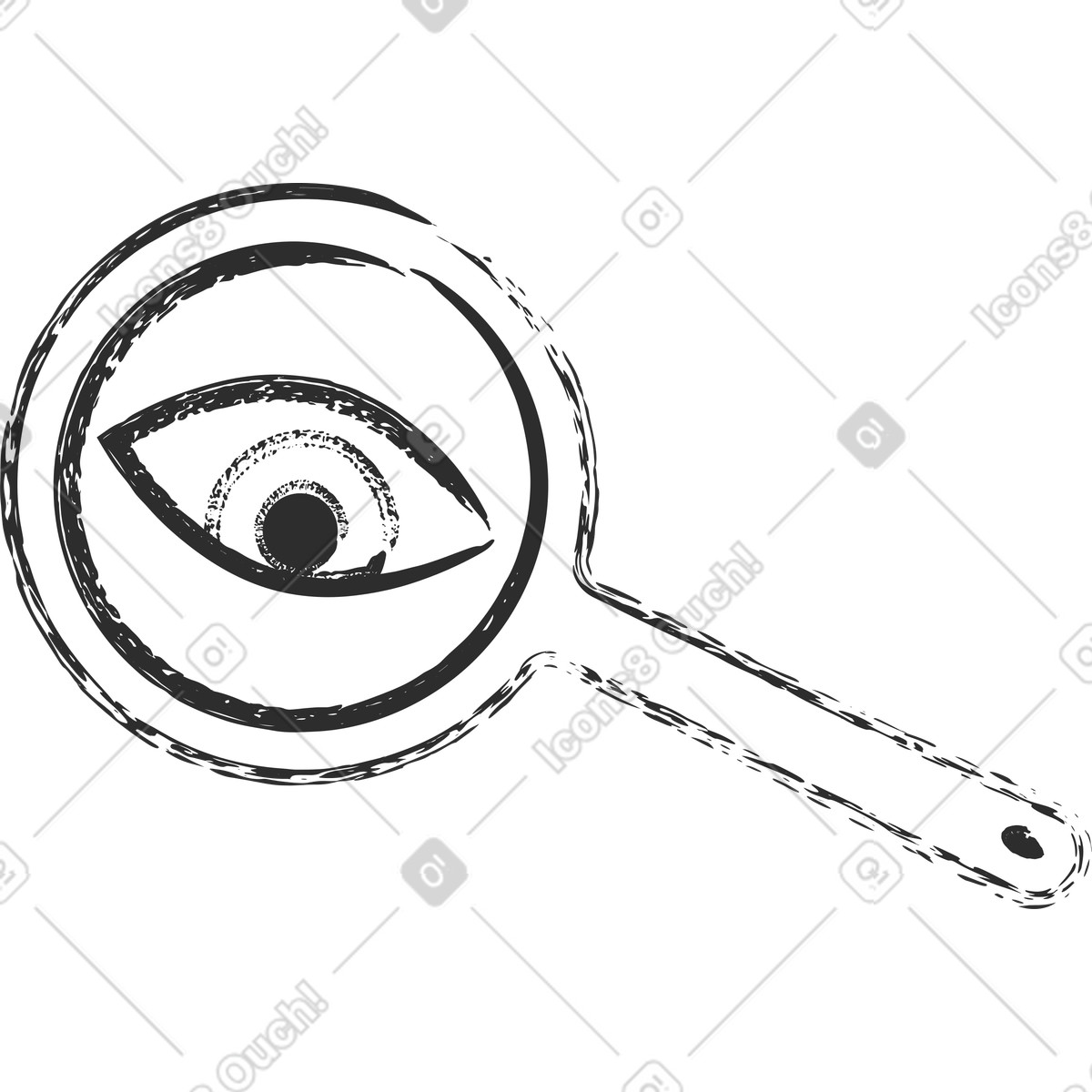 Lupe mit auge-Illustration im Graphite-Stil als Download in PNG, SVG