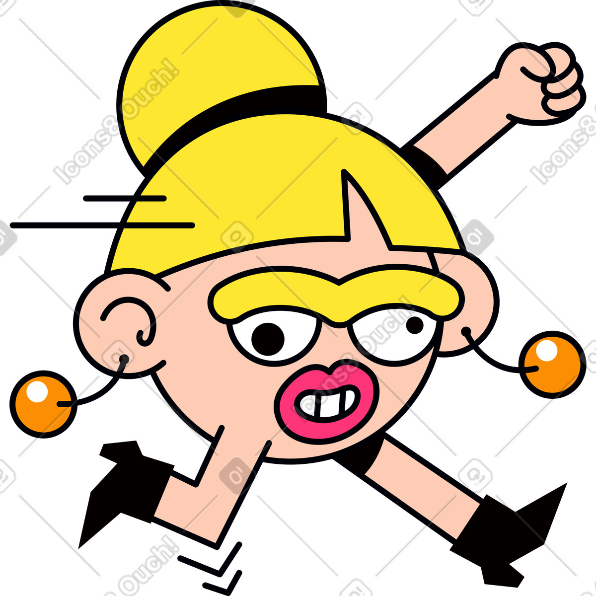 Female character with earrings illustration in Droll style download in PNG, SVG