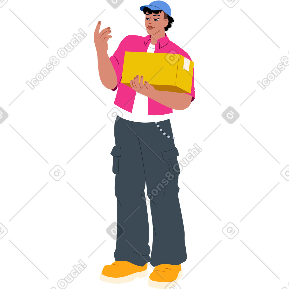 Male courier illustration in Everyday style download in PNG, SVG