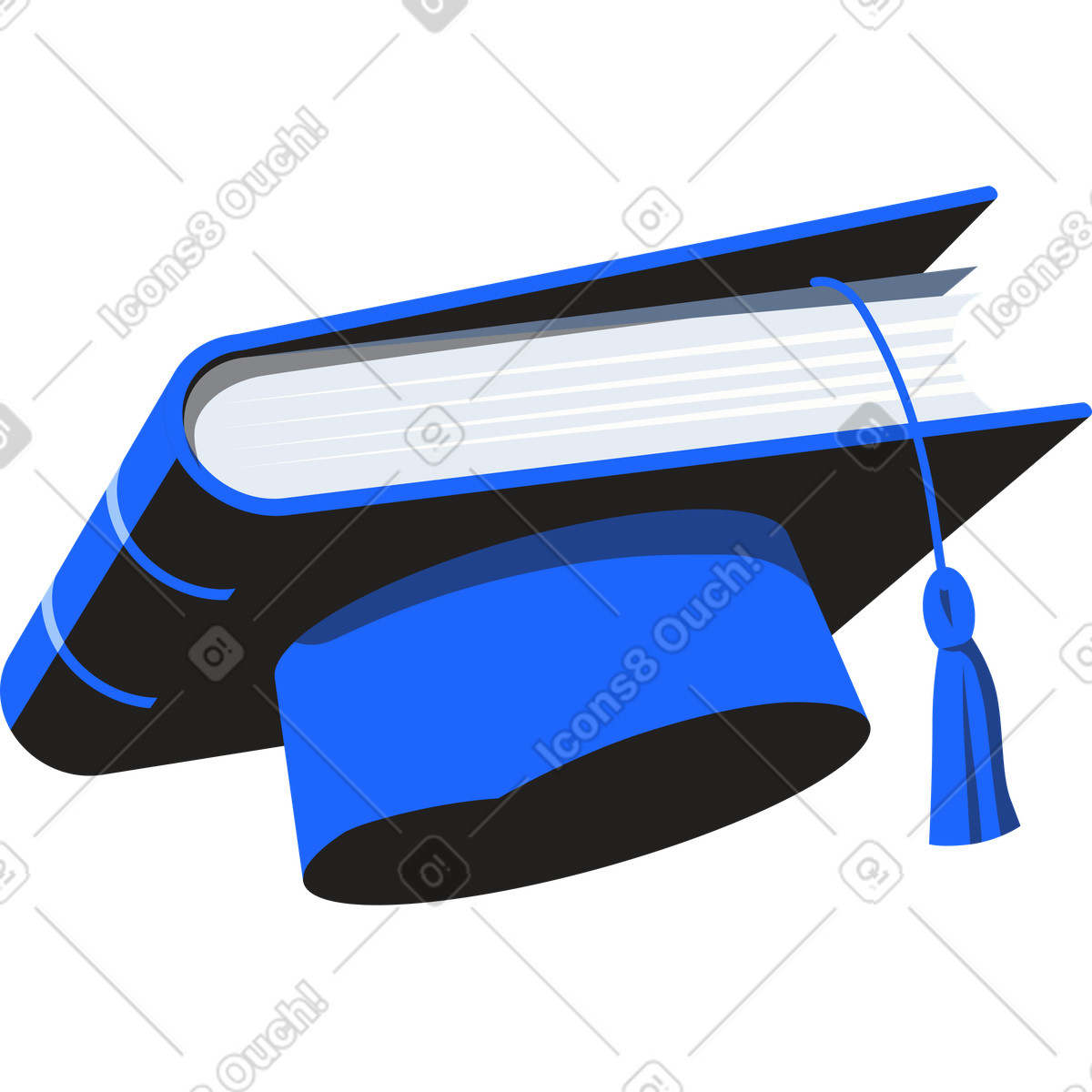 Ilustración Sombrero de graduados en forma libro estilo Editorial a descargar PNG y SVG