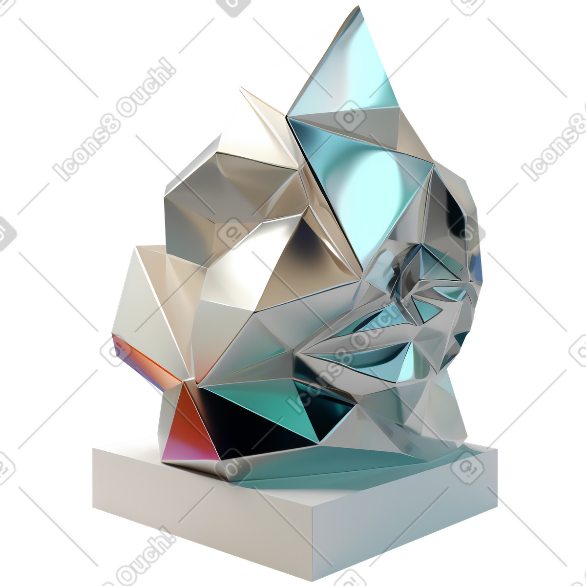 Abstrakte skulptur aus metall-Illustration im 3D Construction-Stil als Download in PNG, SVG