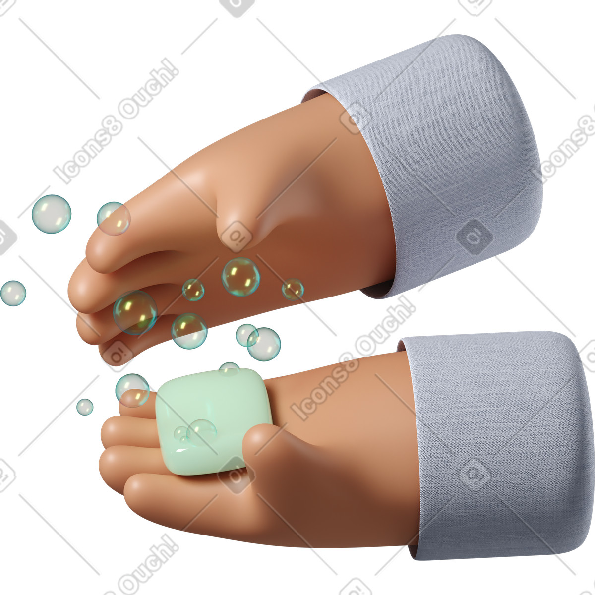 Lavare le mani con la pelle abbronzata sapone illustrazione in stile 3D Hands Fun&Wild scarica in PNG, SVG