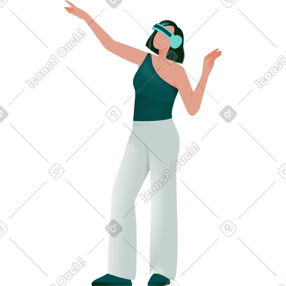 Analytikerin mit virtual-reality-brille-Illustration im Office-Stil als Download in PNG, SVG