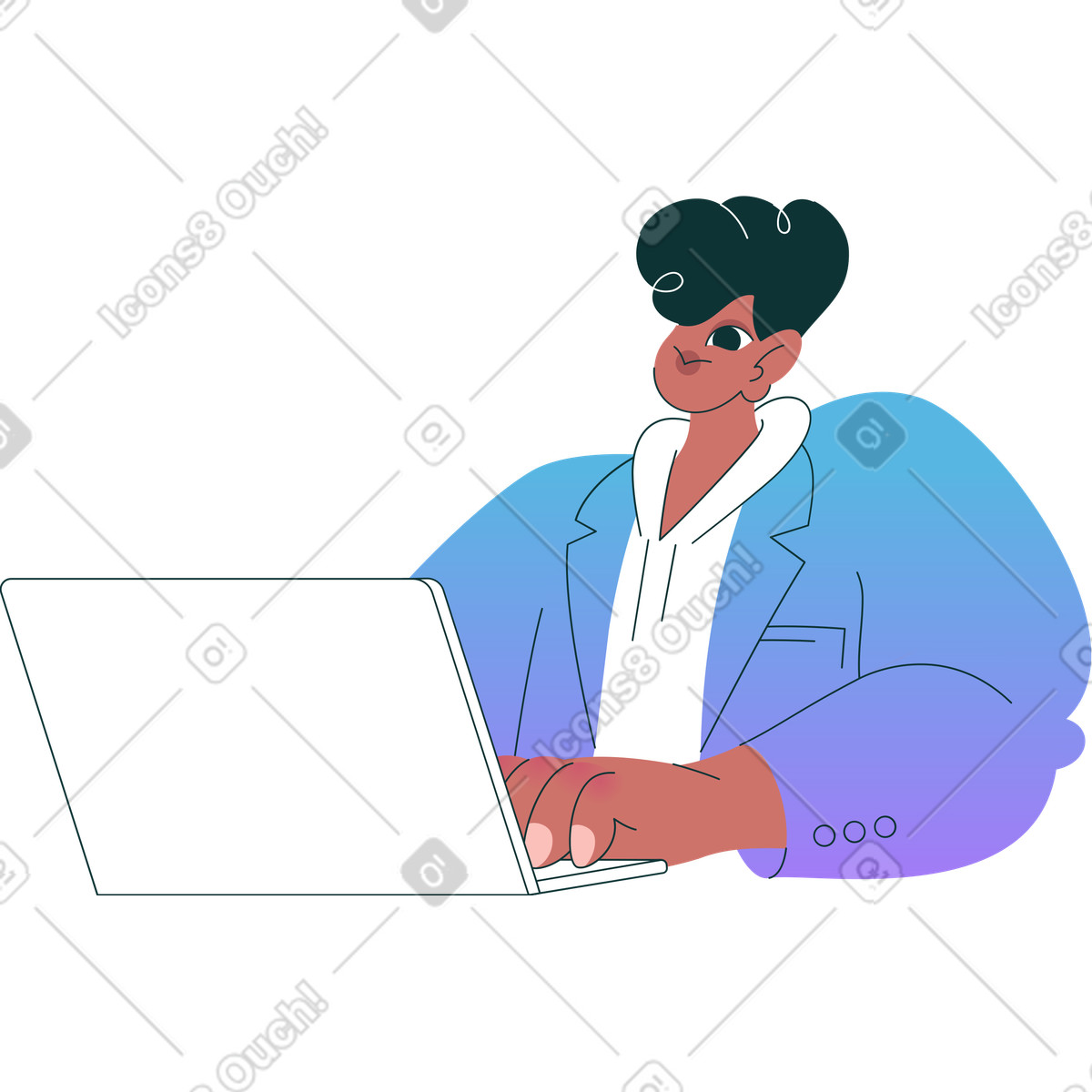 Ilustración Hombre con chaqueta y capucha laptop en estilo Florid a descargar en PNG SVG
