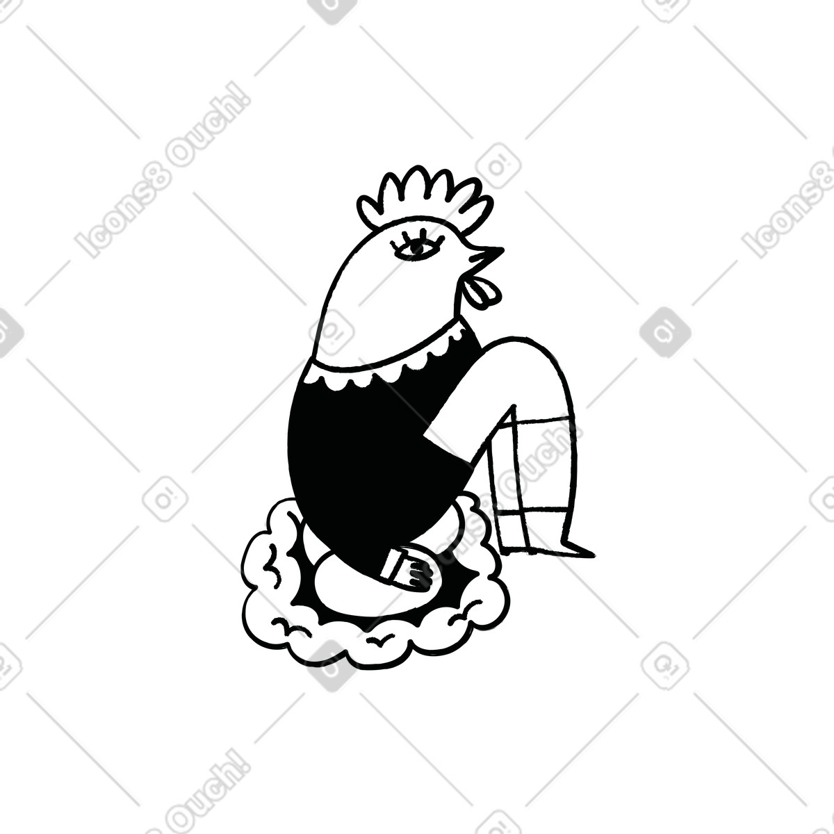 Cole スタイルの Hen sitting on eggs, Website downtime or waiting page のイラストをPNG、SVG形式でダウンロード