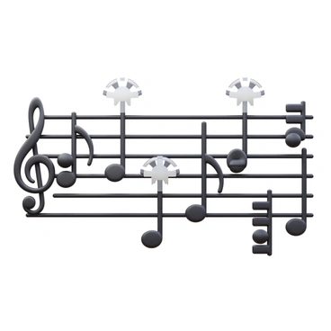 A close-up of a musical staff full of notes, suggesting different levels of sound