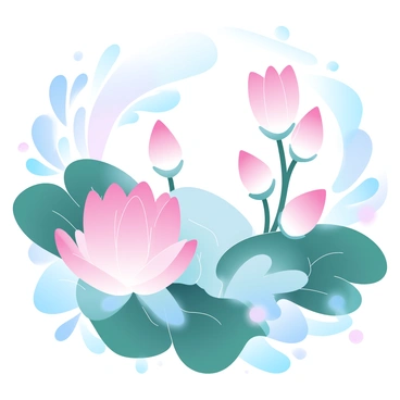 A large silk canvas displays a vibrant lotus design in full bloom. The lotus flowers are depicted in various shades of pink and white, each petal gracefully unfurling. Surrounding the lotus are lush green leaves, their textures richly detailed. The background is filled with soft, flowing water elements that complement the lotus, creating a serene atmosphere. Several lotus buds are also present, adding depth to the composition. The overall arrangement showcases the harmony and beauty of this traditional design.
