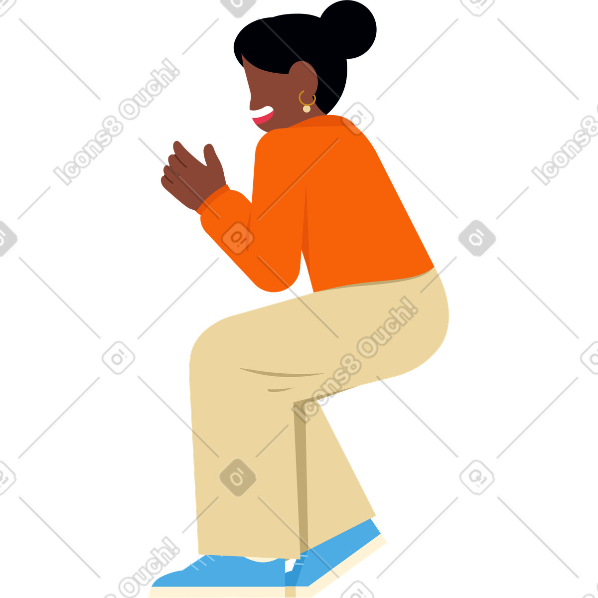 Ilustración Mujer haciendo gestos mientras habla en estilo Catchy a descargar en PNG y SVG