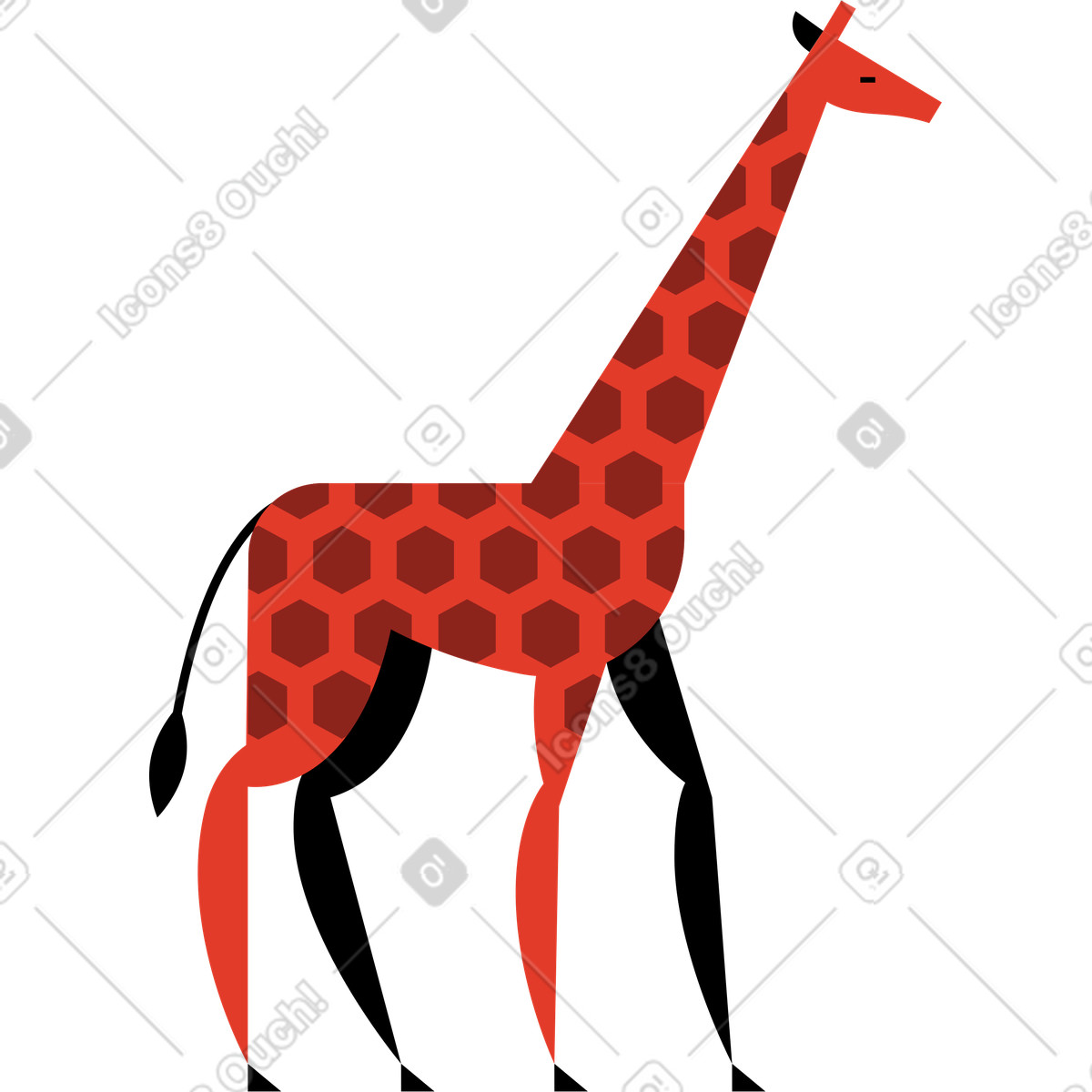 Giraffe illustration in Burgundy style download in PNG, SVG